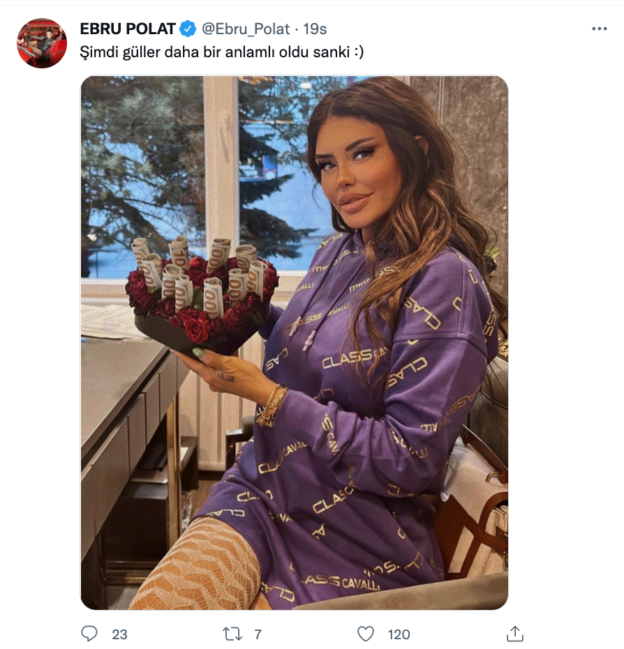 ebru polat in dolarli cicek paylasimi olay oldu